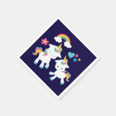 かわいい踊りユニコーン魔法の虹&星 スタンダードカクテルナプキン (角)
