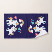 かわいい踊りユニコーン魔法の虹&星 バスタオルセット (ハンドタオル)