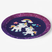 かわいい踊りユニコーン魔法の虹&星 ペーパープレート (アングル)