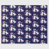 かわいい踊りユニコーン魔法の虹&星 ラッピングペーパー (フラット)