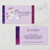 かわいい踊りユニコーン魔法の虹&星 名刺 (正面/裏面)
