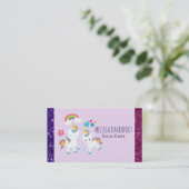 かわいい踊りユニコーン魔法の虹&星 名刺 (スタンド正面)