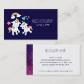 かわいい踊りユニコーン魔法の虹&星 名刺 (正面/裏面)