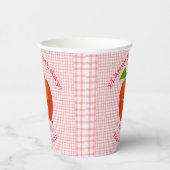 かわいい踊りリンゴかわいい漫画イラストレーション 紙コップ (右)