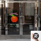 かわいい踊りリンゴ漫画イラストレーション ウィンドウサイン (オフィスドア)