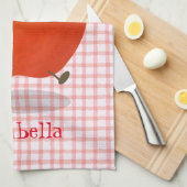 かわいい踊りリンゴ漫画イラストレーション キッチンタオル (四つ折り)