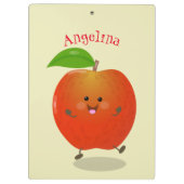 かわいい踊りリンゴ漫画イラストレーション クリップボード (裏面)