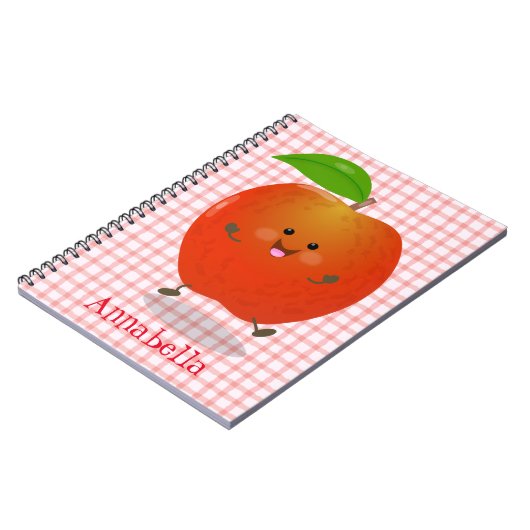 かわいい踊りリンゴ漫画イラストレーション ノートブック (左側)