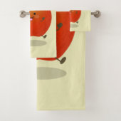 かわいい踊りリンゴ漫画イラストレーション バスタオルセット (インサイチュ)