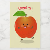 かわいい踊りリンゴ漫画イラストレーション フードラベル (シングルラベル)