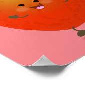 かわいい踊りリンゴ漫画イラストレーション ポスター (角)