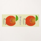 かわいい踊りリンゴ漫画イラストレーション ヨガマット (正面(横))