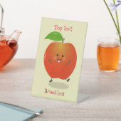 かわいい踊りリンゴ漫画イラストレーション 台座サイン (インサイチュ)