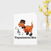 かわいい踊り恐竜タップダンスギフト – Tapasaurus カード (黄色い花)