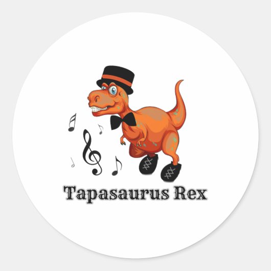かわいい踊り恐竜タップダンスギフト – Tapasaurus ラウンドシール (正面)