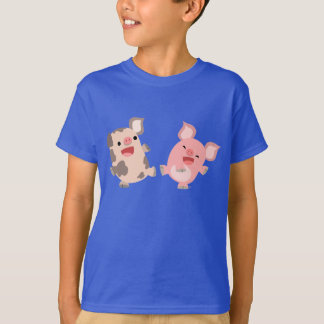 かわいい踊り漫画ピッグキッズTシャツ Tシャツ