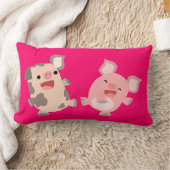 かわいい踊り漫画ピッグズピロー ランバークッション (ブランケット)