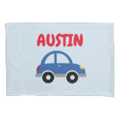 かわいい車が付いているパーソナライズな男の子部屋の枕カバー 枕カバー (正面)