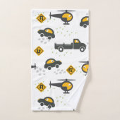 かわいい車とトラックのキッズデザイン バスタオルセット (ハンドタオル)