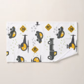 かわいい車とトラックのキッズデザイン バスタオルセット (ハンドタオル)