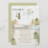 かわいい車と飛行機動物のパーティー 招待状 (正面/裏面)