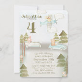 かわいい車と飛行機動物のパーティー 招待状 (正面)