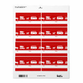 かわいい車のクリスマス赤と白休暇 ラベル (フルシート)