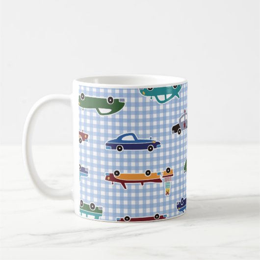 かわいい車のスケッチシンプル：シームレス コーヒーマグカップ (左)