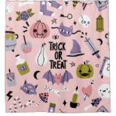 かわいい車のハロウィーンの継ぎ目違うのない模様 シャワーカーテン (正面)