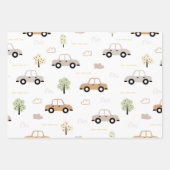 かわいい車のパターン少年 ラッピングペーパーシート (正面3)