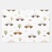 かわいい車のパターン少年 ラッピングペーパーシート (正面2)
