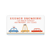 かわいい車のパーソナライズされた差出人住所ラベル ラベル (正面)