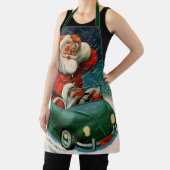 かわいい車の中でサンタ・クラウスのヴィンテージクリスマス エプロン (インサイチュ)