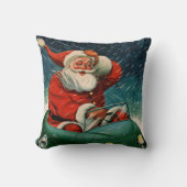 かわいい車の中でサンタ・クラウスのヴィンテージクリスマス クッション (正面)