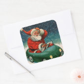 かわいい車の中でサンタ・クラウスのヴィンテージクリスマス スクエアシール (封筒)