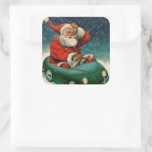 かわいい車の中でサンタ・クラウスのヴィンテージクリスマス スクエアシール (バッグ)