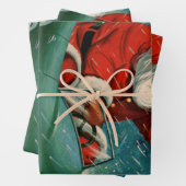 かわいい車の中でサンタ・クラウスのヴィンテージクリスマス ラッピングペーパーシート (インサイチュ)