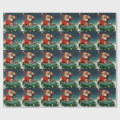 かわいい車の中でサンタ・クラウスのヴィンテージクリスマス ラッピングペーパー (フラット)