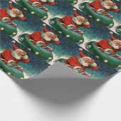 かわいい車の中でサンタ・クラウスのヴィンテージクリスマス ラッピングペーパー (角)