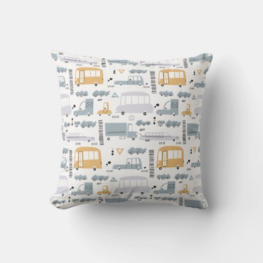 かわいい車の交通パターン|過去記事 クッション (正面)