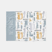 かわいい車の交通パターン|過去記事 フリースブランケット (正面(横))