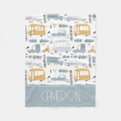 かわいい車の交通パターン|過去記事 フリースブランケット (正面)