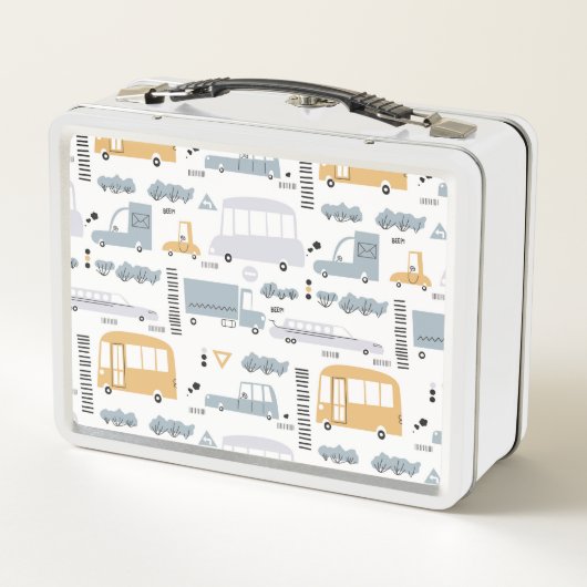 かわいい車の交通パターン|過去記事 メタルランチボックス (裏面)