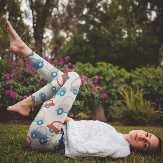 かわいい車の平らな車 レギンス