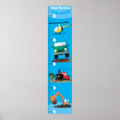 かわいい車の漫画の成長グラフ ポスター (正面)