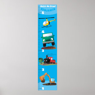 かわいい車の漫画の成長グラフ ポスター