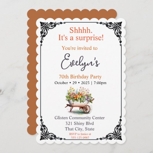 かわいい車の行の驚きの誕生日 招待状 (正面/裏面)