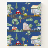 かわいい車の街のパターン 青い少年の部屋 ノートブック (裏面)