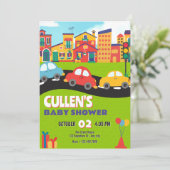 かわいい車の赤ちゃんシャワー 招待状 (スタンド正面)