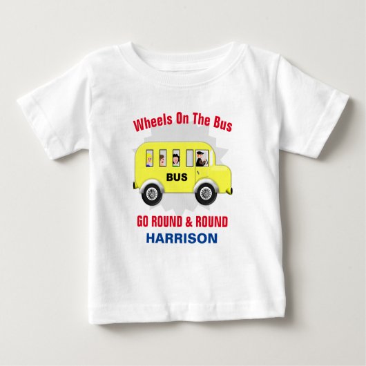 かわいい車の車輪パーソナライズされた ベビーTシャツ (正面)